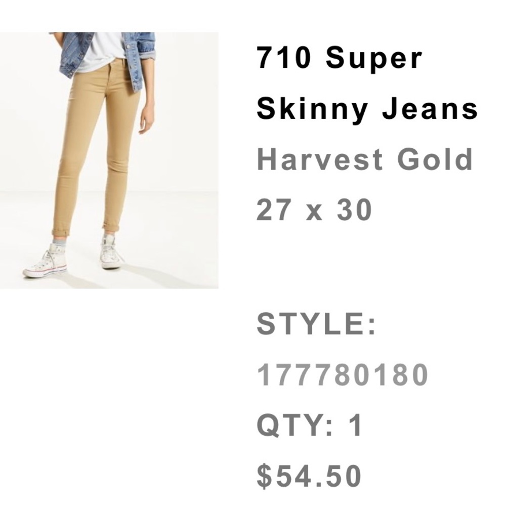 Levi 710 Skinny Jeans - Khaki (barely worn)